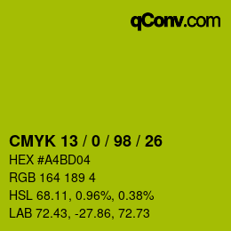 カラーコード: CMYK 13 / 0 / 98 / 26 | qconv.com