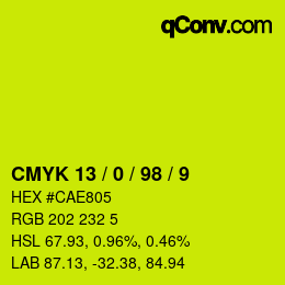 颜色代码: CMYK 13 / 0 / 98 / 9 | qconv.com