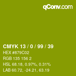 颜色代码: CMYK 13 / 0 / 99 / 39 | qconv.com