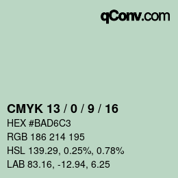 颜色代码: CMYK 13 / 0 / 9 / 16 | qconv.com