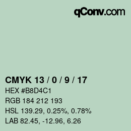 Color code: CMYK 13 / 0 / 9 / 17 | qconv.com