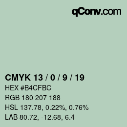 Color code: CMYK 13 / 0 / 9 / 19 | qconv.com