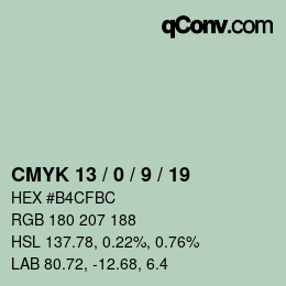 カラーコード: CMYK 13 / 0 / 9 / 19 | qconv.com