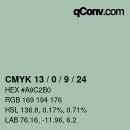 颜色代码: CMYK 13 / 0 / 9 / 24 | qconv.com