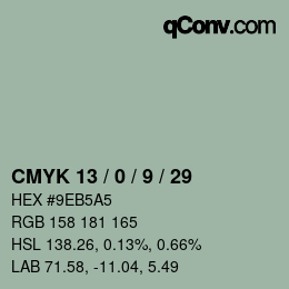 カラーコード: CMYK 13 / 0 / 9 / 29 | qconv.com