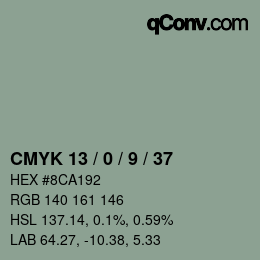 カラーコード: CMYK 13 / 0 / 9 / 37 | qconv.com