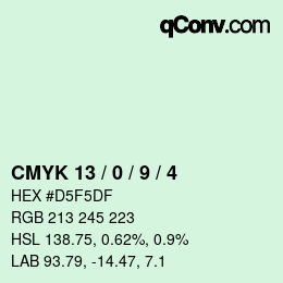 カラーコード: CMYK 13 / 0 / 9 / 4 | qconv.com