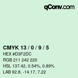 カラーコード: CMYK 13 / 0 / 9 / 5 | qconv.com