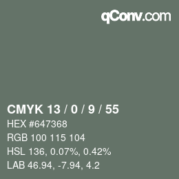 Color code: CMYK 13 / 0 / 9 / 55 | qconv.com