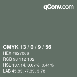Color code: CMYK 13 / 0 / 9 / 56 | qconv.com