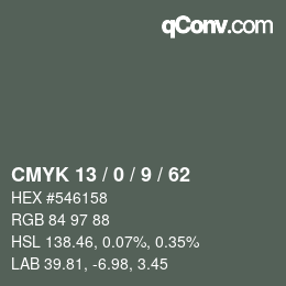 Color code: CMYK 13 / 0 / 9 / 62 | qconv.com