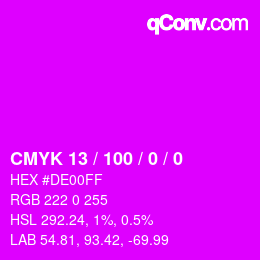 Color code: CMYK 13 / 100 / 0 / 0 | qconv.com