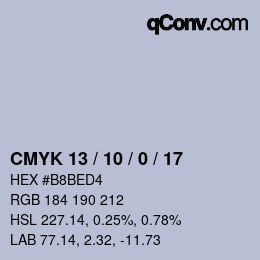カラーコード: CMYK 13 / 10 / 0 / 17 | qconv.com