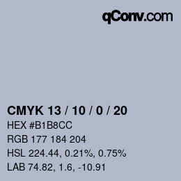 カラーコード: CMYK 13 / 10 / 0 / 20 | qconv.com