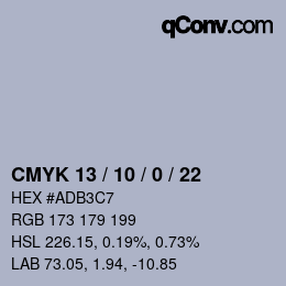 カラーコード: CMYK 13 / 10 / 0 / 22 | qconv.com