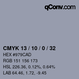 Color code: CMYK 13 / 10 / 0 / 32 | qconv.com