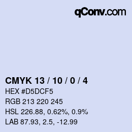 カラーコード: CMYK 13 / 10 / 0 / 4 | qconv.com