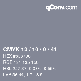 Color code: CMYK 13 / 10 / 0 / 41 | qconv.com