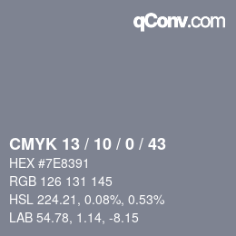 Código de color: CMYK 13 / 10 / 0 / 43 | qconv.com