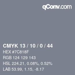 Color code: CMYK 13 / 10 / 0 / 44 | qconv.com