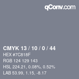 Color code: CMYK 13 / 10 / 0 / 44 | qconv.com