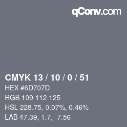 Color code: CMYK 13 / 10 / 0 / 51 | qconv.com