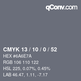 Color code: CMYK 13 / 10 / 0 / 52 | qconv.com