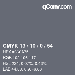 Color code: CMYK 13 / 10 / 0 / 54 | qconv.com