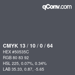 Color code: CMYK 13 / 10 / 0 / 64 | qconv.com