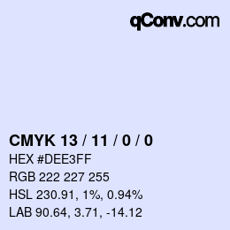 颜色代码: CMYK 13 / 11 / 0 / 0 | qconv.com