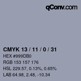 カラーコード: CMYK 13 / 11 / 0 / 31 | qconv.com