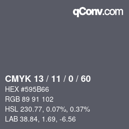 颜色代码: CMYK 13 / 11 / 0 / 60 | qconv.com