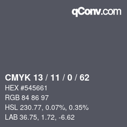 Color code: CMYK 13 / 11 / 0 / 62 | qconv.com
