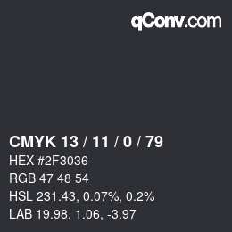 Color code: CMYK 13 / 11 / 0 / 79 | qconv.com