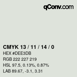 カラーコード: CMYK 13 / 11 / 14 / 0 | qconv.com