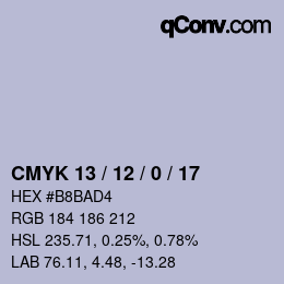 Color code: CMYK 13 / 12 / 0 / 17 | qconv.com