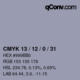 カラーコード: CMYK 13 / 12 / 0 / 31 | qconv.com