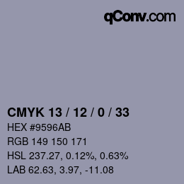 Color code: CMYK 13 / 12 / 0 / 33 | qconv.com