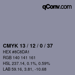 Color code: CMYK 13 / 12 / 0 / 37 | qconv.com
