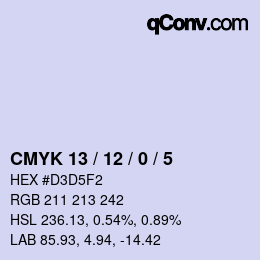 颜色代码: CMYK 13 / 12 / 0 / 5 | qconv.com