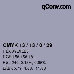 Color code: CMYK 13 / 13 / 0 / 29 | qconv.com