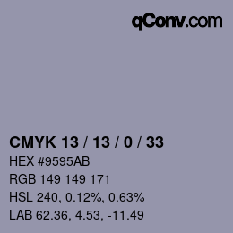 Color code: CMYK 13 / 13 / 0 / 33 | qconv.com