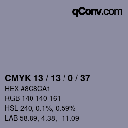 颜色代码: CMYK 13 / 13 / 0 / 37 | qconv.com