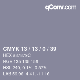 Color code: CMYK 13 / 13 / 0 / 39 | qconv.com