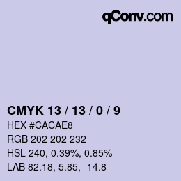 カラーコード: CMYK 13 / 13 / 0 / 9 | qconv.com