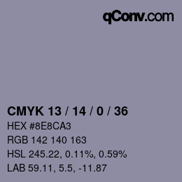 カラーコード: CMYK 13 / 14 / 0 / 36 | qconv.com