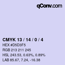 カラーコード: CMYK 13 / 14 / 0 / 4 | qconv.com