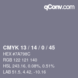Color code: CMYK 13 / 14 / 0 / 45 | qconv.com