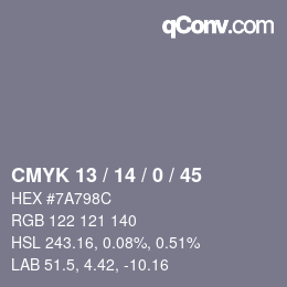 Color code: CMYK 13 / 14 / 0 / 45 | qconv.com