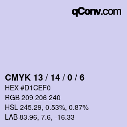 颜色代码: CMYK 13 / 14 / 0 / 6 | qconv.com